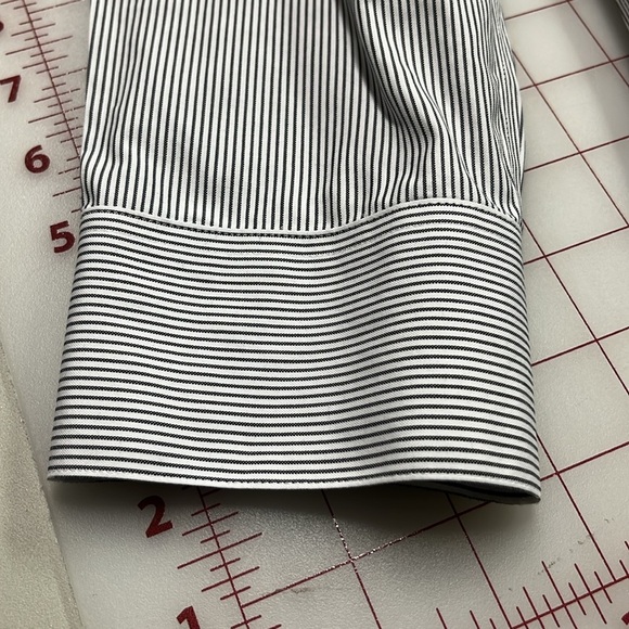 GOLD LABEL INVESTMENTS Non- Iron Chevron/Stripe Cotton BLK/WHT Career Blouse 16 - Picture 11 of 16